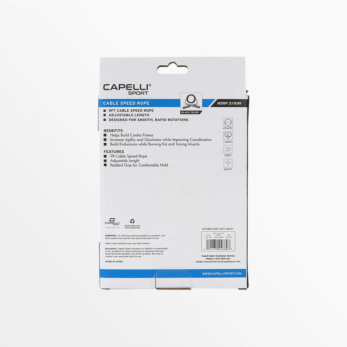 CapelliSport CABLE SPEED ROPE WITH METAL HANDLES 6 CapelliSport CABLE SPEED ROPE WITH METAL HANDLES